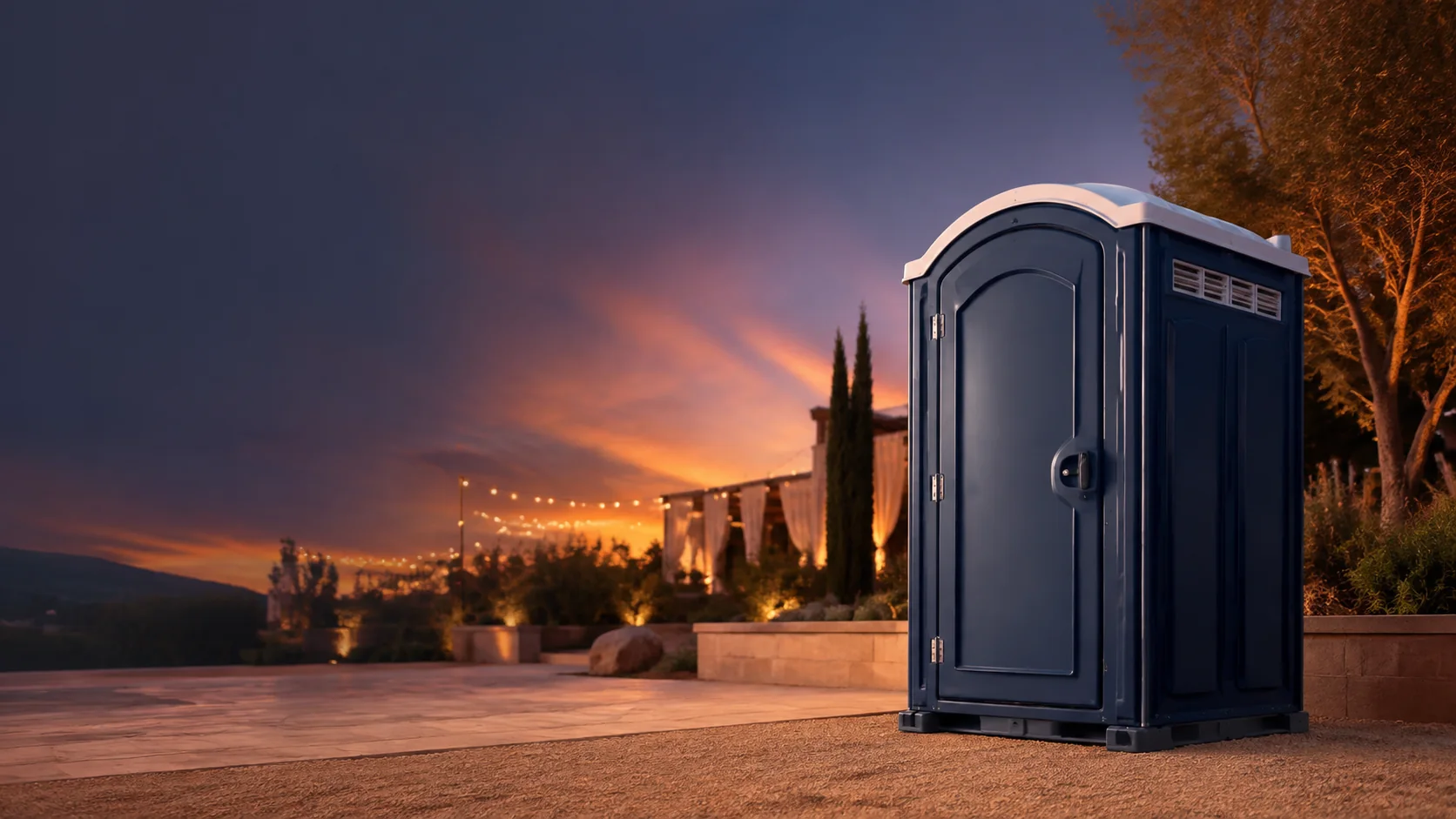 Portable restroom shown for rental planning in Elizabeth City, NC